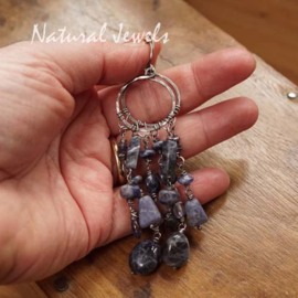 Blauwe steen oorbellen zilver