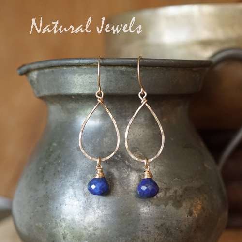 Goldfilled oorbellen Lapis Lazuli onion