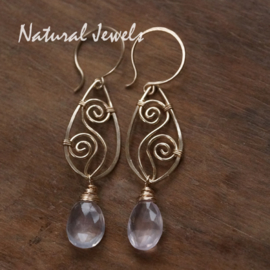 xxx - verkocht xxx Gouden Rozenkwarts oorbellen