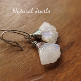 Zilveren Maansteen oorbellen waaier