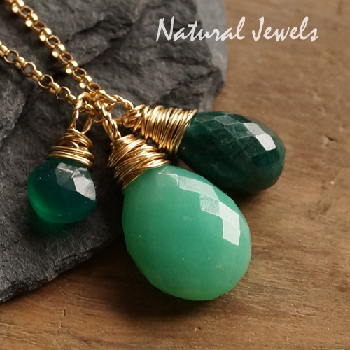 Luxury Golden set of Green gemstones