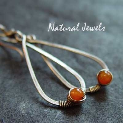 Hammered Drops with Carnelian