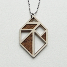 Tangram edelsteen/diamant ketting blocks