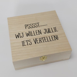 Houten giftbox tutpopje lime groen | Hoera, jullie worden.....