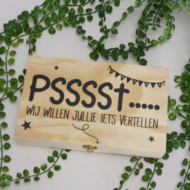 Psssst....wij willen jullie iets vertellen | Hoera, jullie worden oom en tante (oker)