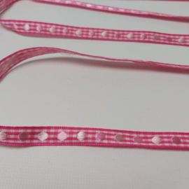 Lint 10mm | roze stip | 5 meter