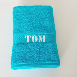 Handdoek turquoise | geborduurd met naam