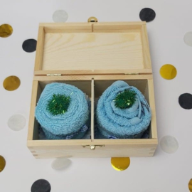 Houten theedoos | cupcake blauw | opa en oma