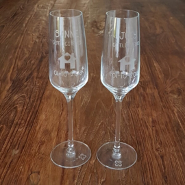 Champagne glazen | naam, datum en huis