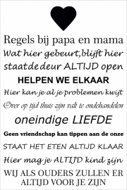 tekstbord:Regels bij papa en mama