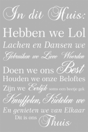tekstbord In dit huis hebben we lol