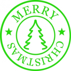 raamsticker stempel merry christmas met kerstboom