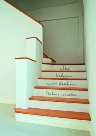 trapsticker: zolder badkamer ouder slaapkamer  kinder slaapkamer