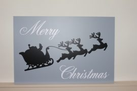 Tekst bord met afbeelding Merry Christmas + arreslee