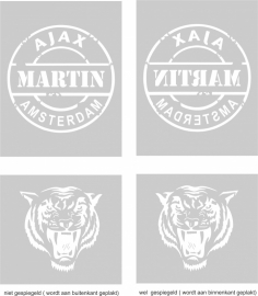 glasfolie met tijgerkop en Ajax stempel