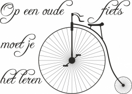 muursticker: op een oude fiets ........