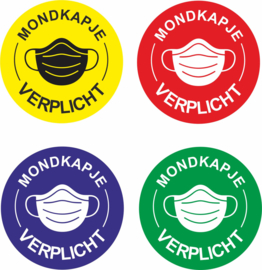 Mondkapje stickers 20 cm per  set van 4 stuks