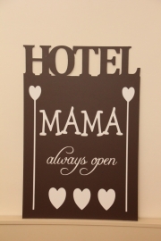 Tekstbord: Hotel Mama de luxe