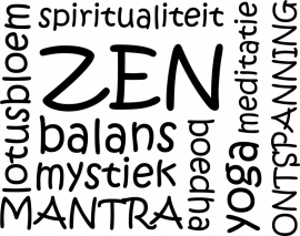 muurtekst: ZEN,ontspanning ,yoga