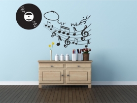 Our music met LP en muziek noten