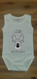 Baby romper ( naam en rendier eerste kerst )