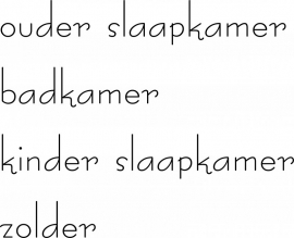 trapsticker: zolder badkamer ouder slaapkamer  kinder slaapkamer