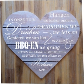 Tekstbord ( Hart vorm ) In onze tuin......