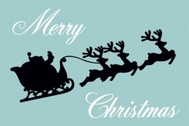 Tekst bord met afbeelding Merry Christmas + arreslee