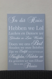 tekstbord In dit huis hebben we lol