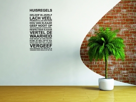 muurtekst met HUISREGELS