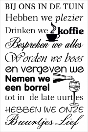 tekstbord: BIJ ONS IN DE TUIN