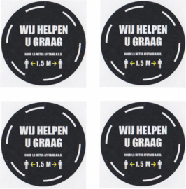 Corona / COVID-19 Vloerstickers rond 35 cm per  set van 4 stuks VS1