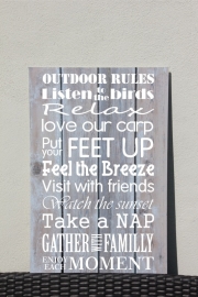 Tekstbord:Outdoor Rules ( love our carp )