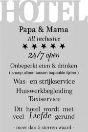 tekstbord : HOTEL Papa & Mama de luxe