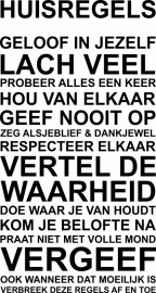 muurtekst met HUISREGELS