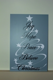 Tekst bord met afbeelding joy,hope,peace