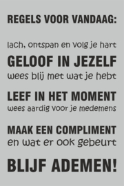 REGELS VOOR VANDAAG: