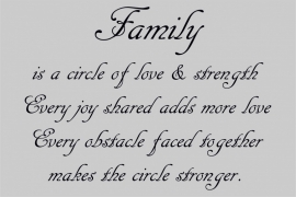 tekstbord:Family is a circle of love.....
