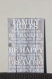 Tekstbord: FAMILY RULES