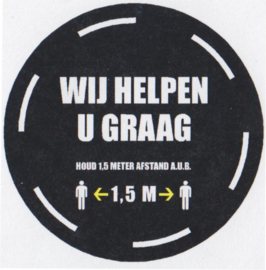 Corona / COVID-19 Vloerstickers rond 35 cm per  set van 4 stuks VS1