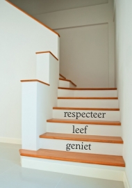 trapsticker: respecteer,leef,geniet