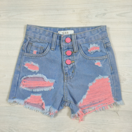 So pink denim shorts