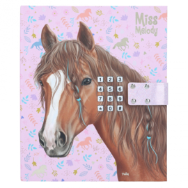 Miss Melody dagboek met code en muziek - Brown horse