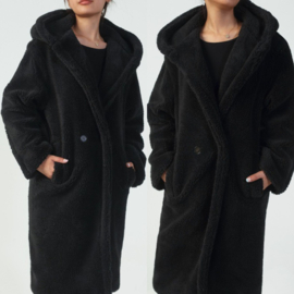 Black Hooded Teddy Coat