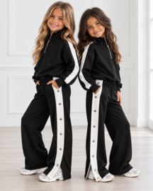 Buttoned striped tracksuit - zwart