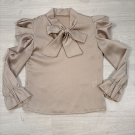 Elegant Bow Ruffle Set - beige 