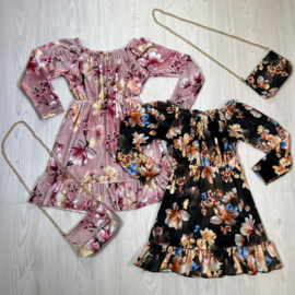 Velvet flower dress - black or pink