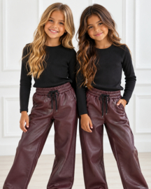 City Leatherlook Wide Leg Pants - bordeaux