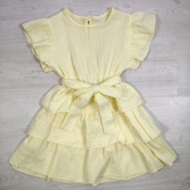 Ruffle Layer Mousseline Dress - geel