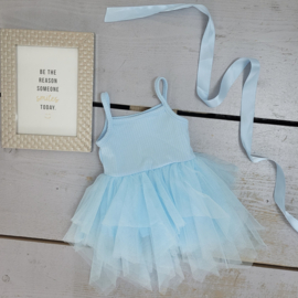 Baby tule & satin bow dress - blue